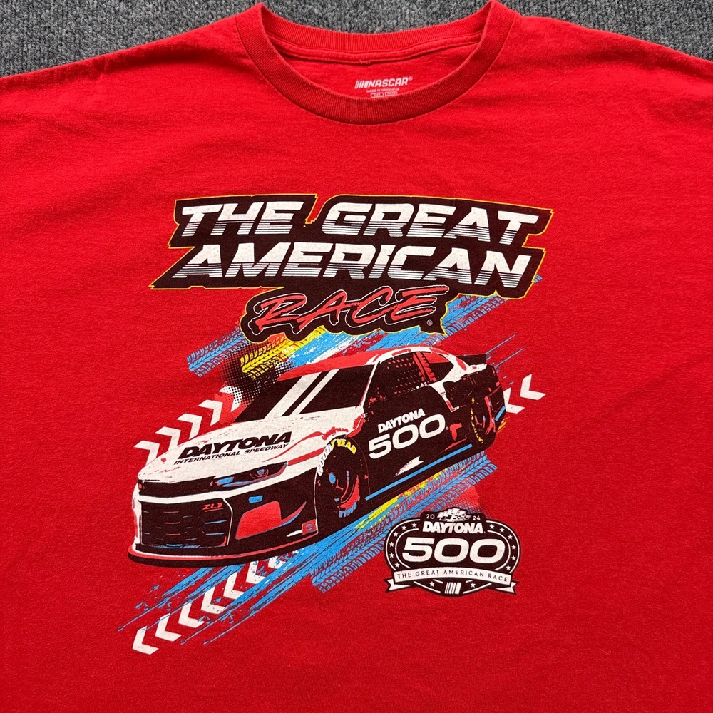 NASCAR Daytona 500 T-Shirt Mens XXL Red 2024 Great American Race Graphic Tee